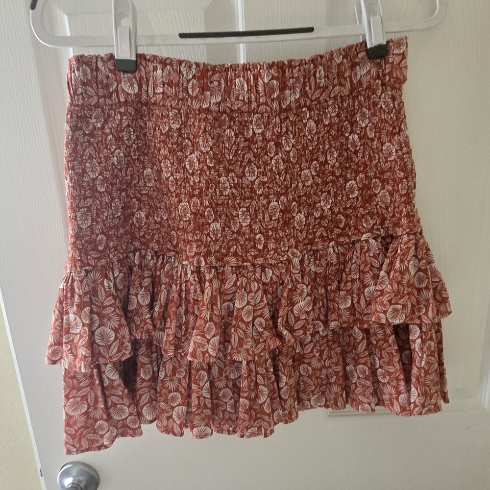 LOFT Red Floral Mini Skirt